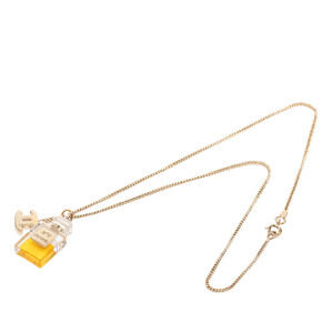 Pre-Loved Chanel Gold Plated No 5 Perfume Bottle and CC Pendant Necklace